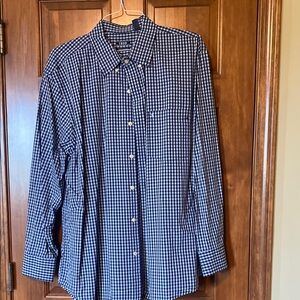 Izod Blue Casual Button Down Shirt Gingham Pattern